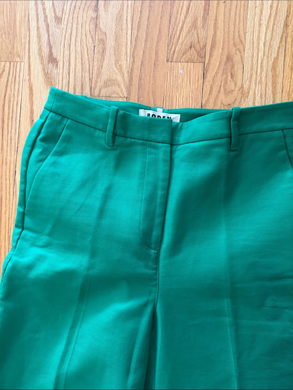 Boden sz 6 like new High-Waist Wide Leg Pants in Emerald Green cotton/modal - Picture 4 of 12